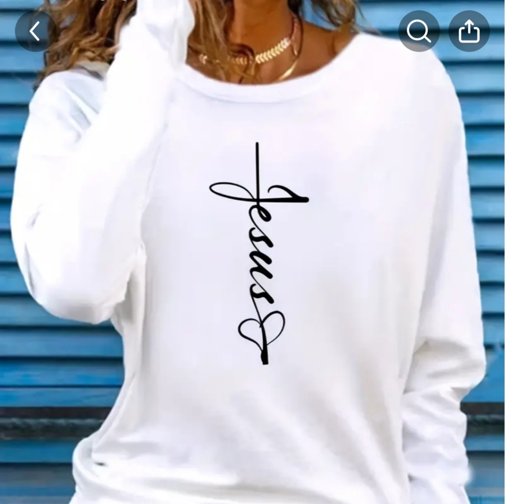 Jesus cross print crew neck tshirt